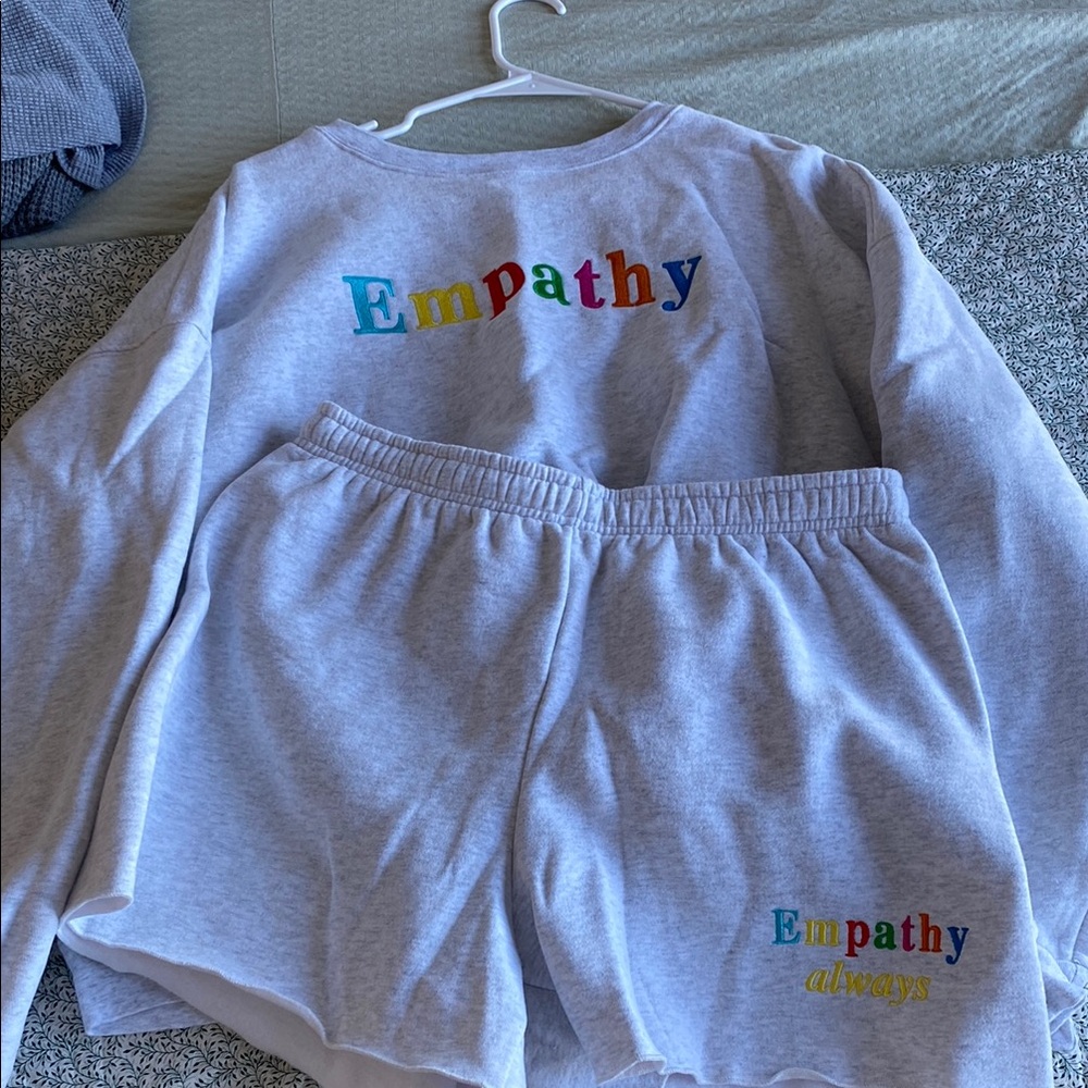 Empathy Always Gray Sweatshirt and Shorts Set